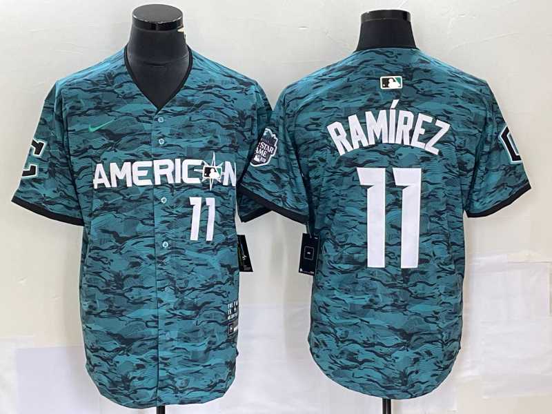 Men%27s Cleveland Indians #11 Jose Ramirez Number Teal 2023 All Star Cool Base Stitched Jersey->cincinnati reds->MLB Jersey